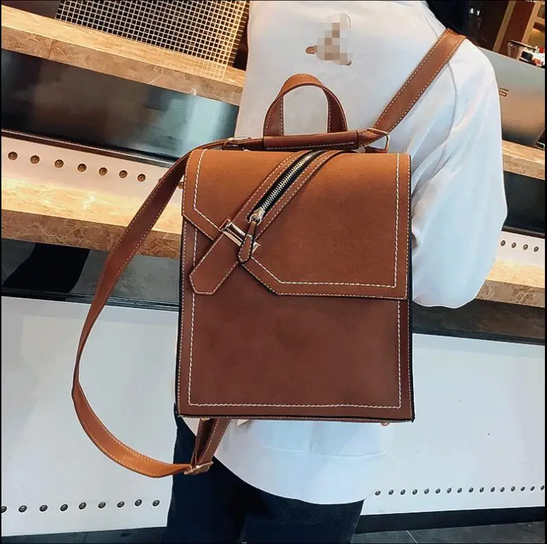 

Retro College Style Student Backpack Vintage Japanese Simple Square Schoolbag Campus Fashion Travel Backpack