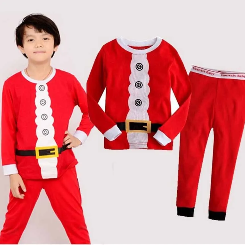 Новейший Рождественский детский Пижамный комплект для мальчиков и девочек, хлопковое Новогоднее ночное белье Детский Пижамный костюм хорошего качества с длинными рукавами DS15