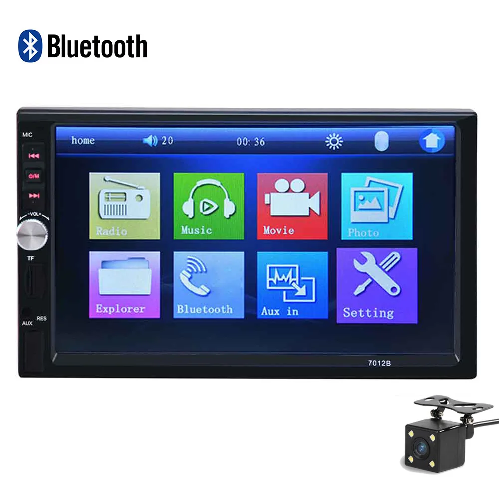 

Universal Car Radio Bluetooth Auto Audio Stereo 7 inch Touchscreen MP5 Video Player 12V Support AUX FM USB Remote Control