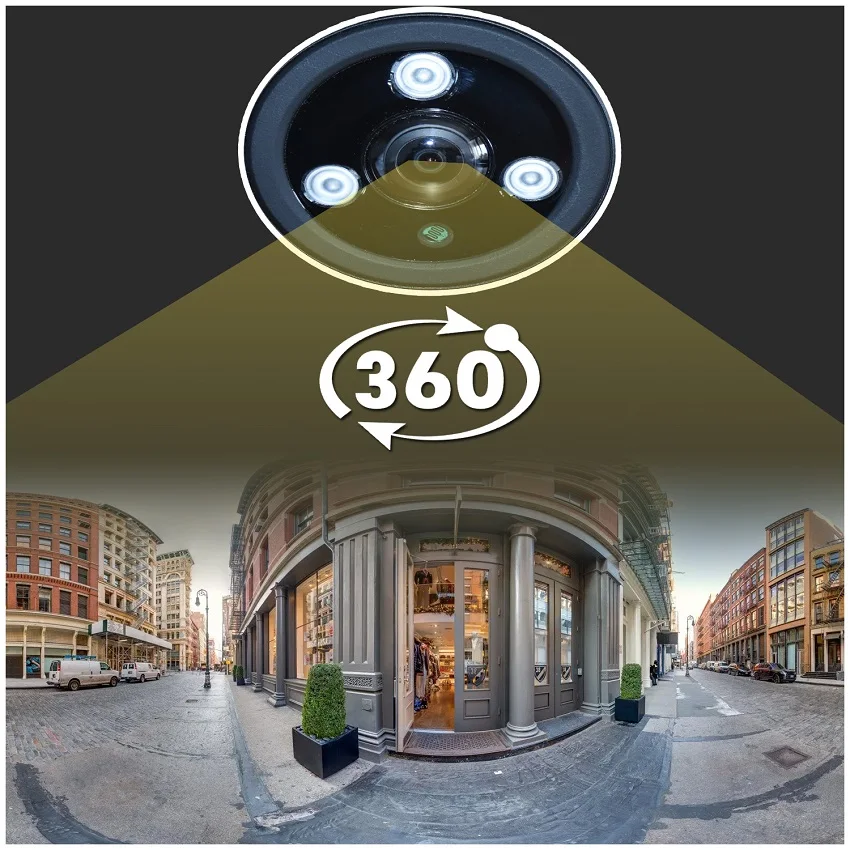 Zjuxin HD 1080p 360 degree Metal ip waterproof camera use 1.44MM lens wifi panoramic outdoor Camera  support Max 128GB TF card 