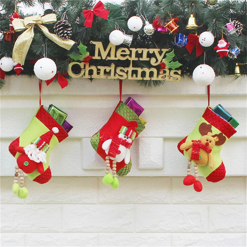 

Santa Claus Snowman Deer Christmas Stockings Christmas Tree Ornaments Decorations Xmas Festival Gift Holders Bags