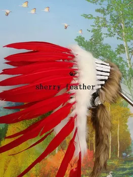

21inch high RED feather headdress costumes feather headband hat for halloween supply handmade product