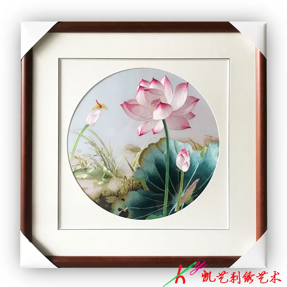  Suzhou embroidery embroidery painting finished lotus living room painting bedroom porch hanging pai - 32966882874