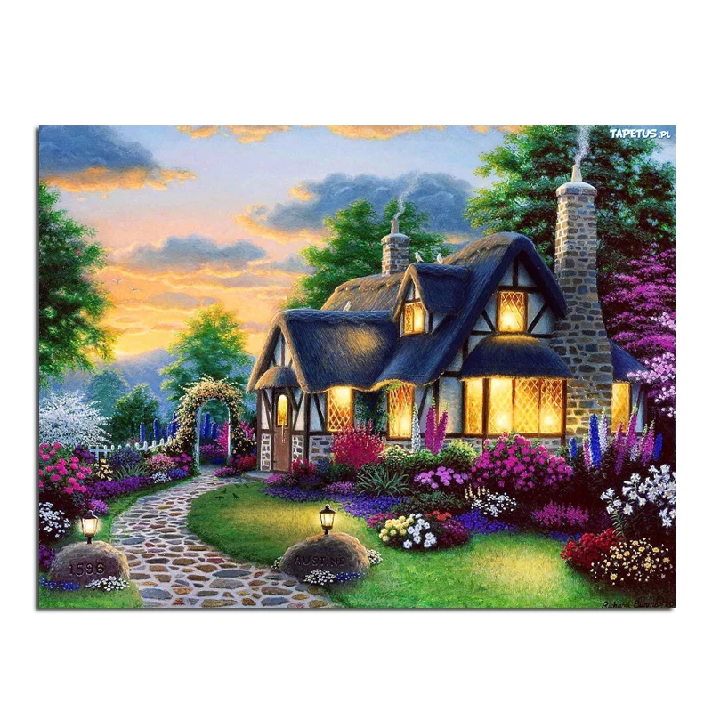 Lights Cabin 50x38cm New 100% Full Area Highlight Diamond Needlework ... Lights Cabin 50x38cm New 100% Full Area Highlight Diamond Needlework ...