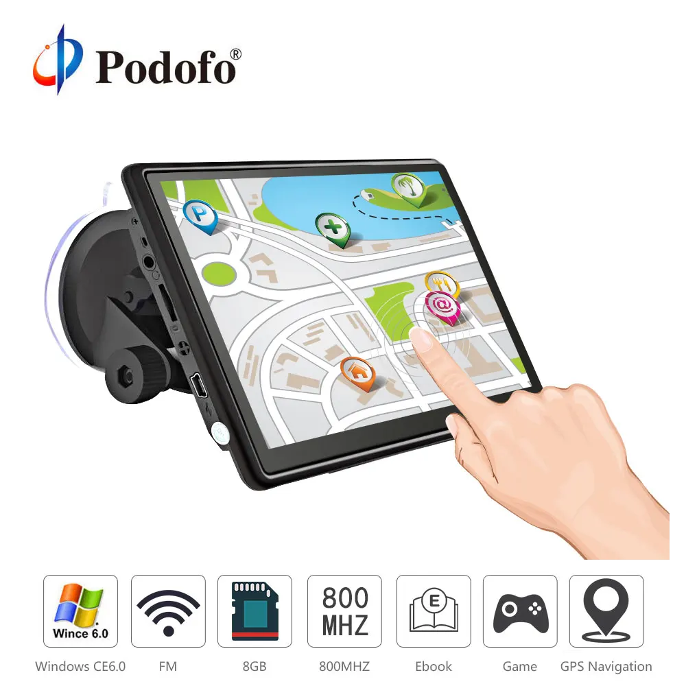 

Podofo 7 inch HD Car GPS Navigation FM Win CE Capacitive screen 8GB Vehicle Truck GPS Car navigator automobile Map Free Upgrade