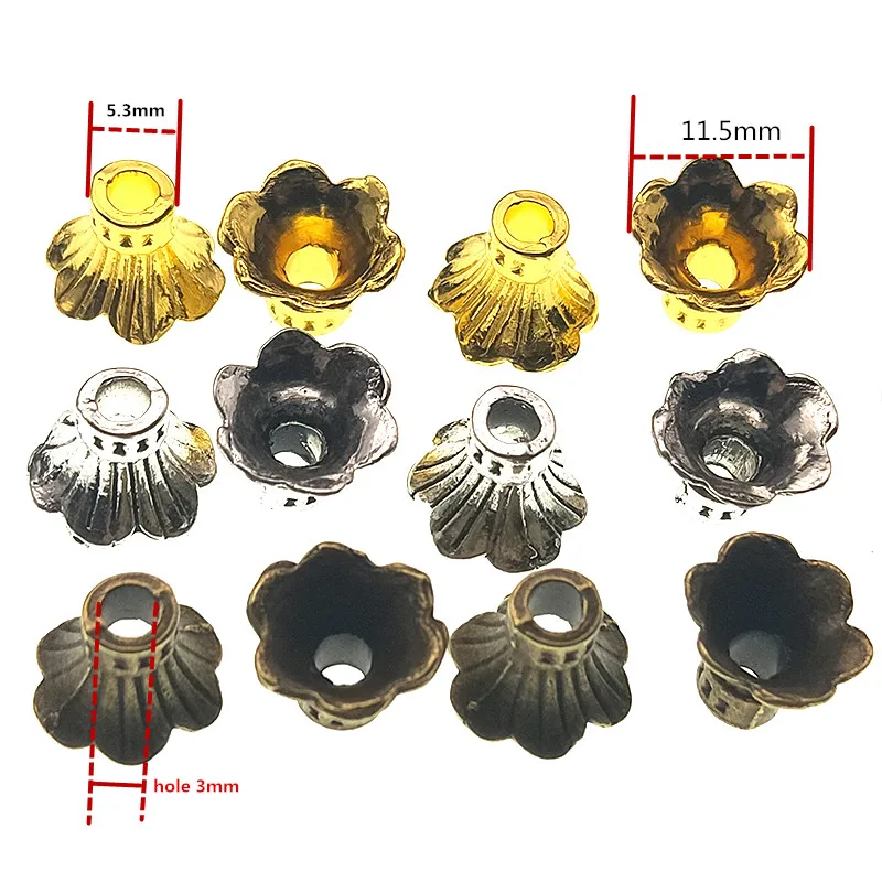 30 шт. тибетский серебряный золотой цветок Выгравированный коническая бусина торцевые колпачки для изготовления ювелирных изделий DIY Аксессуары Z1039