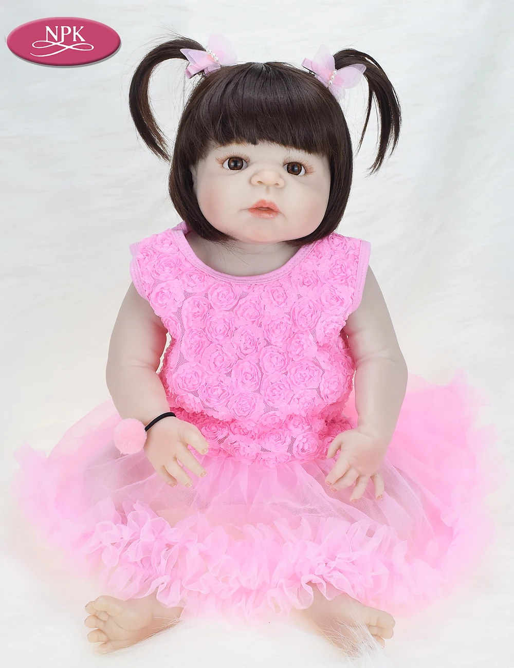 NPK 57CM Full Body Silicone Real Reborn Baby Girl Doll Toys Realisitic Newborn Lifelike Babies Princess Doll Menina Bebe Bonecas (3)