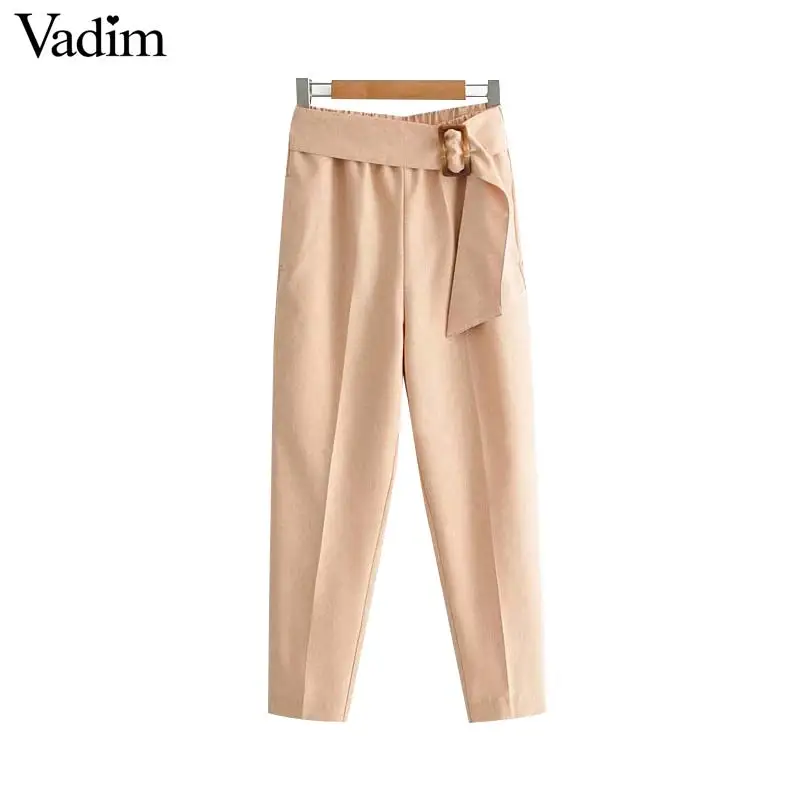 

Vadim women stylish bow tie harem pants pockets casual female eastic waist chic ankle-length trousers pantalones KA807