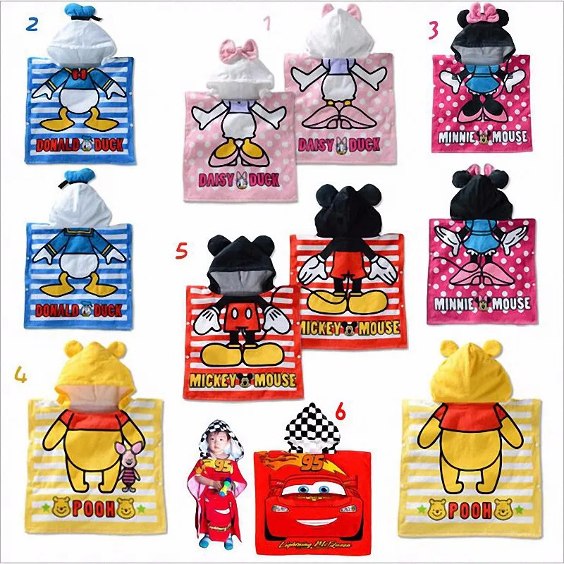 2016 Mickey Winne Hooded Baby Towels Kids Cartoon Bathrobe Bath Towel Infant Blanket Newborn Children Kinderen