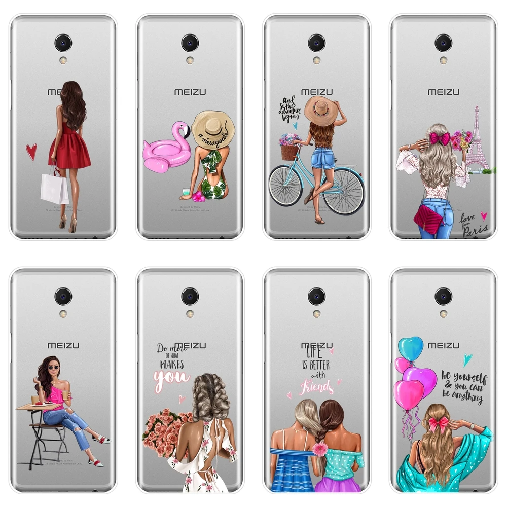 

For Meizu M2 M3 M5 M6 Note Phone Case Silicone Aesthetic Black Girl Soft Back Cover For Meizu M6 M6S M6T M5 M5C M5S M3 M3S M2