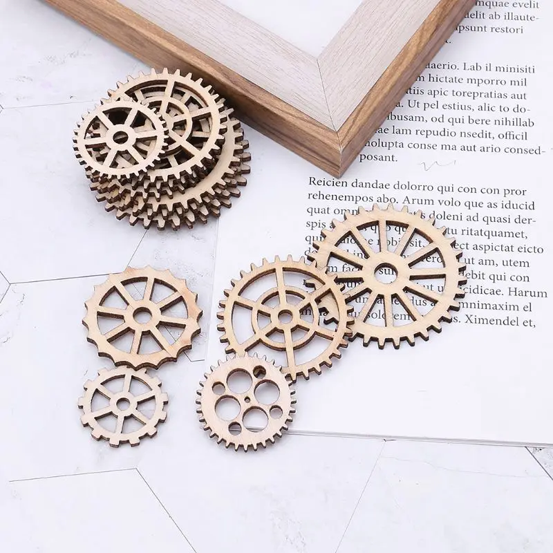 

50pcs Laser Cut Wood Gear Embellishment Wooden Shape Craft Wedding Decor