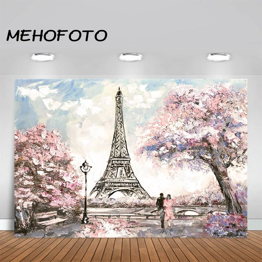 Фон для фотосъемки MEHOFOTO с изображением Эйфелевой башни фон свадебной