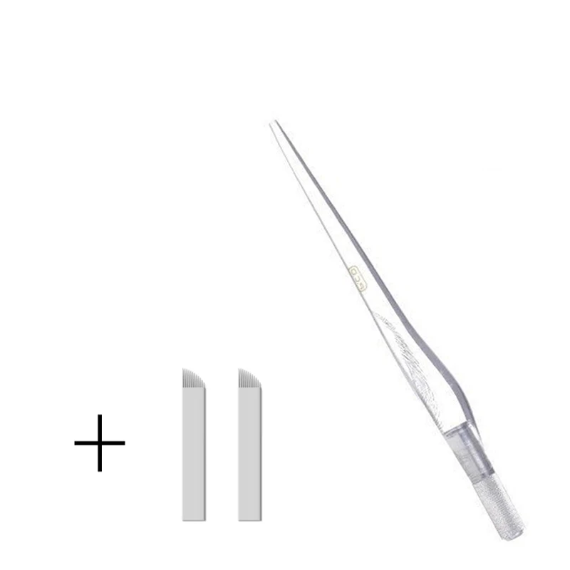 

Manual Tattoo Pen PCD Tattoo Machine Eyebrow Microblading Pen for Permanent Makeup with 2pcs Blades Microblading Tool Tebori Pen