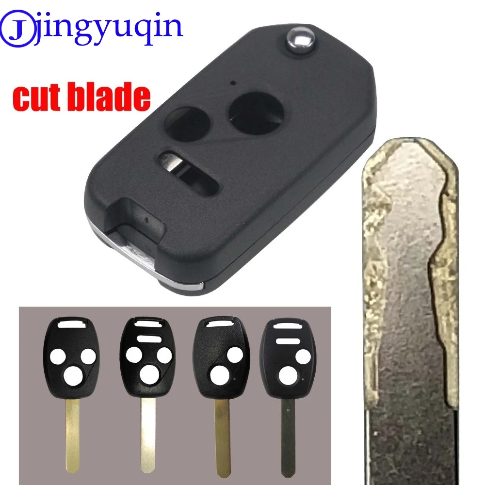 

jingyuqin cut Blade 2/3/4/5 Buttons Folding Remote Key Shell Cover For Honda Odyssey Rigeline Accord CRV Civic With Logo