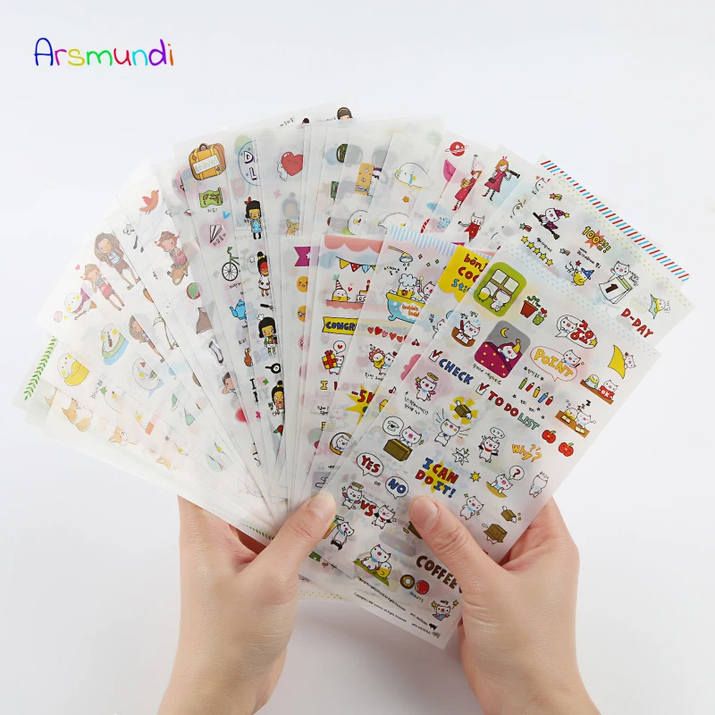 

Arsmundi 6Sheets/Lot Flowers Travel Diary Totem Memo Stickers Pack Kawaii Planner School Scrapbooking Sticker Stationery Escolar