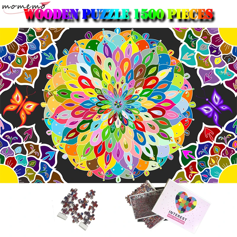 

MOMEMO Color Flowers Blooming 1500 Piece Jigsaw Puzzles Giant Difficult Wooden Puzzle Adults 1500 Pieces Color Challenge Puzzle