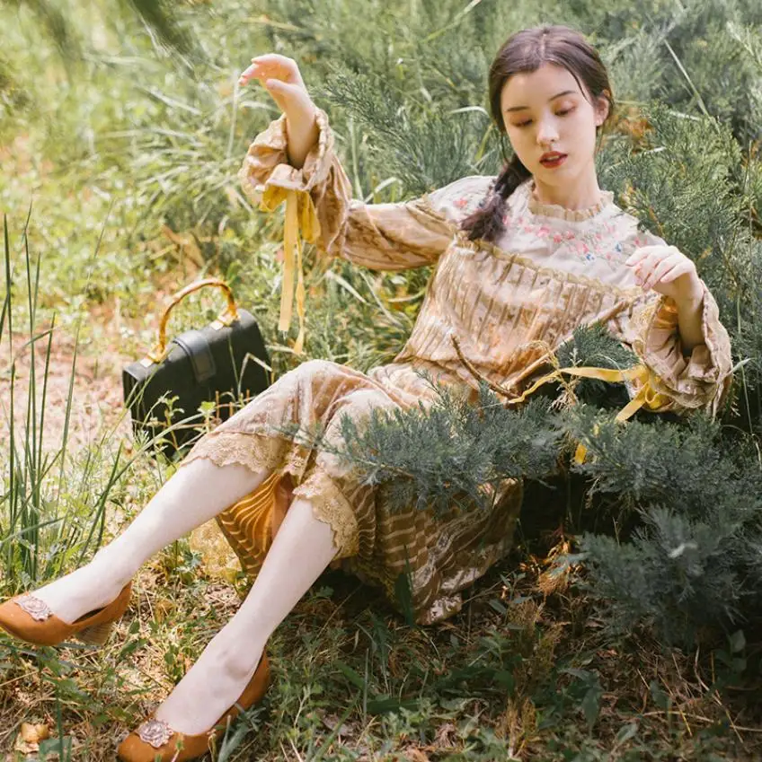 Новинка 2019 модный брендовый костюм Mori girls из рубашки с длинным рукавом и вышивкой