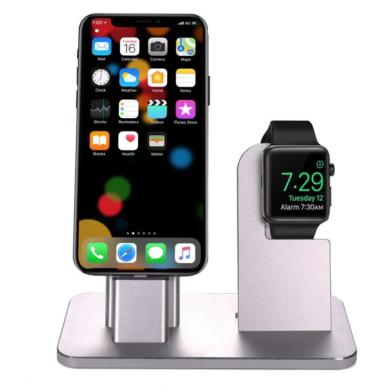 

Aluminum Alloy Charging Base Desk Charger Station Mobile Phone Charging Base For IPhone 6/7/8 And For ios Watch Series 1/2/3
