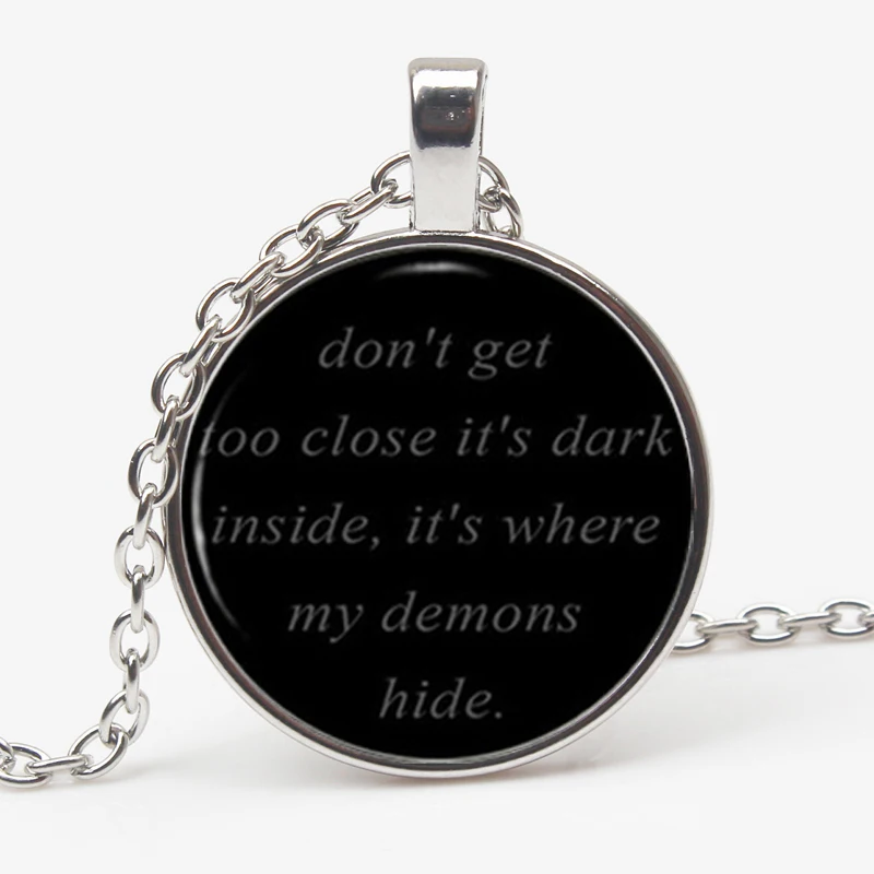 

Most Popular Imagine Dragon Black Glass Cabin Necklace - Lyrics Quote Pendant - Music Jewelry - Devil Charm Gift Necklace XKHLHJ