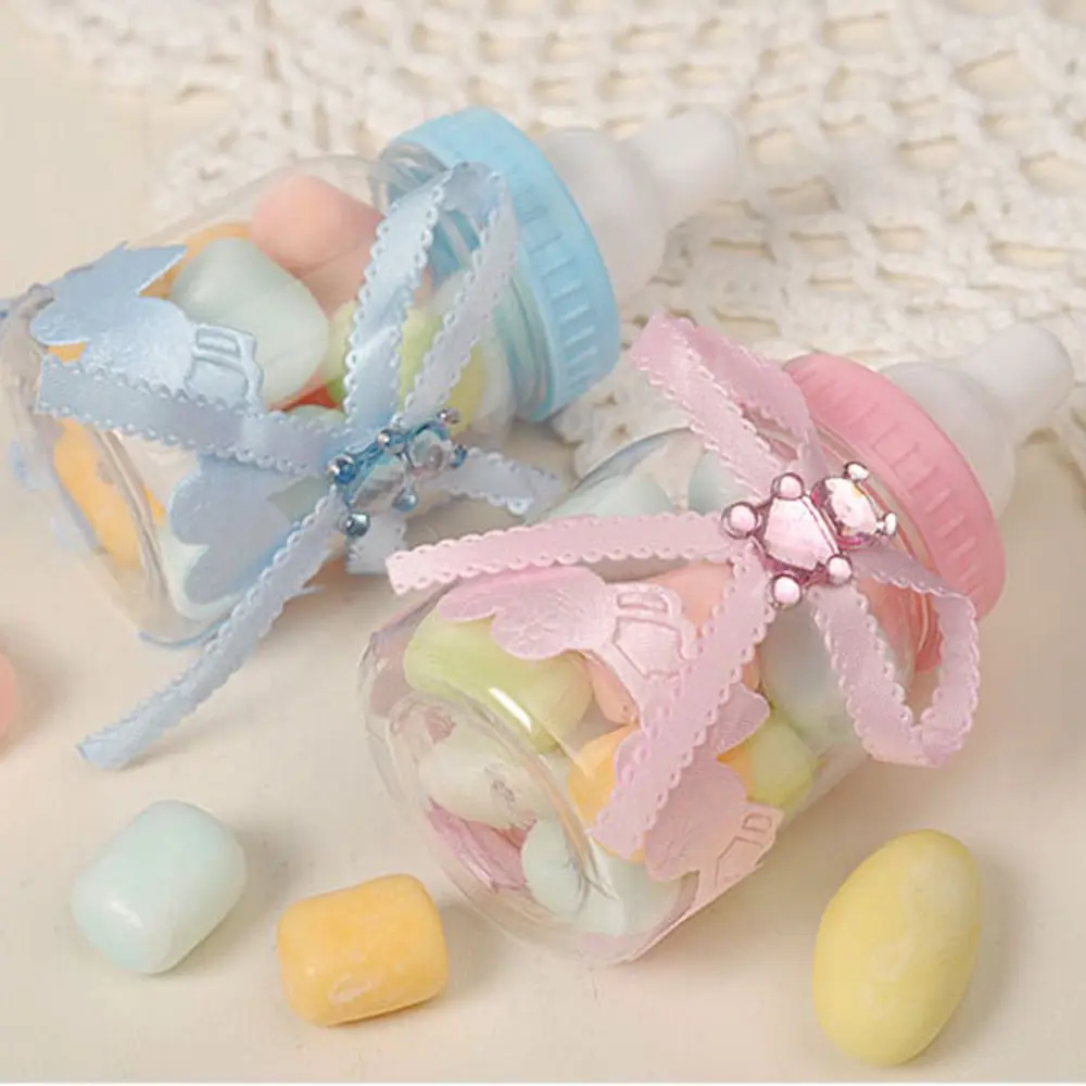 

6pcs/Lot Milk Bottle Candy Box Storage Baby Shower Gift Bottle Boy Girl Baptism Christening Brithday Party Favors Candy Box
