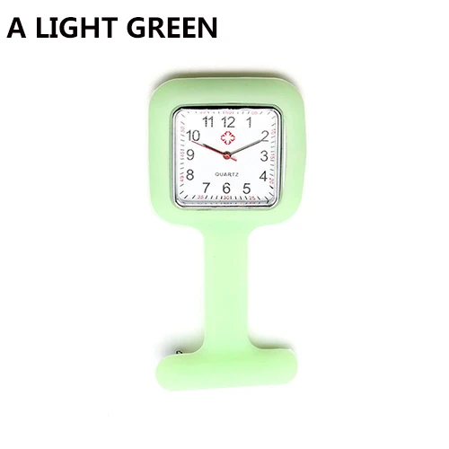 Портативный брелок часы силиконовые медсестры часы Брошь Туника Брелок часы с бесплатной батареей доктор медицинская медсестры часы кварцевые с зажимом - Цвет: Style A Light Green