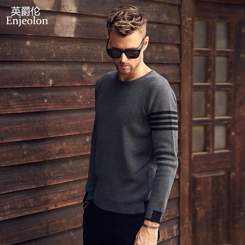 Enjeolon Winter Knitting Pullover Sweaters Men Cotton Sweater For Men Fashion O neck Sweater male Casual Pullover Sweater MY3222
