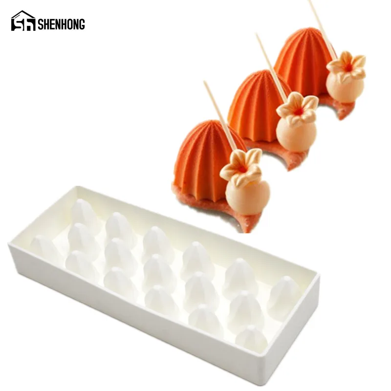 SHENHONG Mini Torch Head Dessert 3D Cake Mold Art Mousse Silicone Mould Chocolate Pan Silikonowe