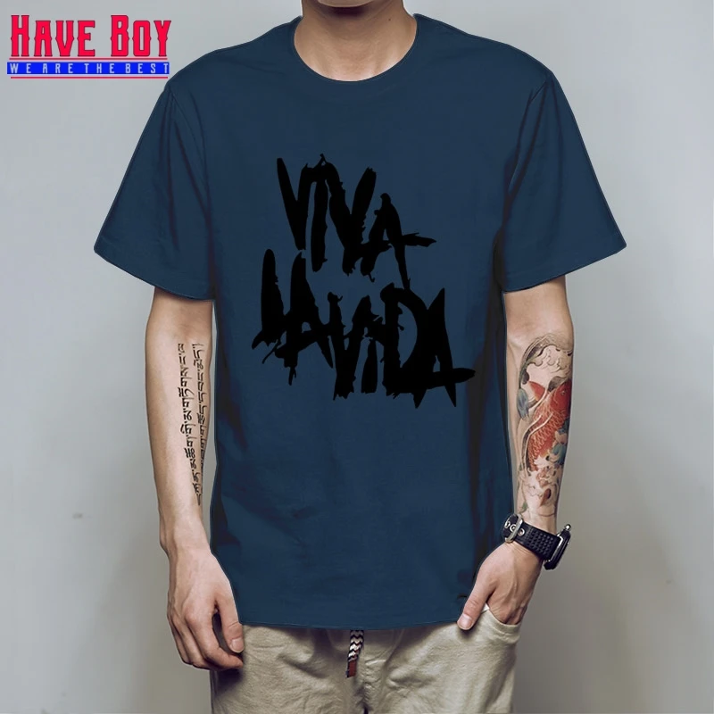 HAVE BOY Rock Coldplay Viva la vida свободная Мужская футболка для мужчин новая хлопковая Повседневная футболка с короткими рукавами Camisetas Masculina HB160 - Цвет: navy balck