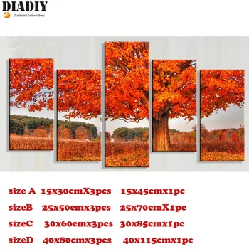 

Needlework diamond painting autumn,Trees,5pcs,Full Diamond Embroidery full diamond art round Drill Mosaic Decoration 3d Picture