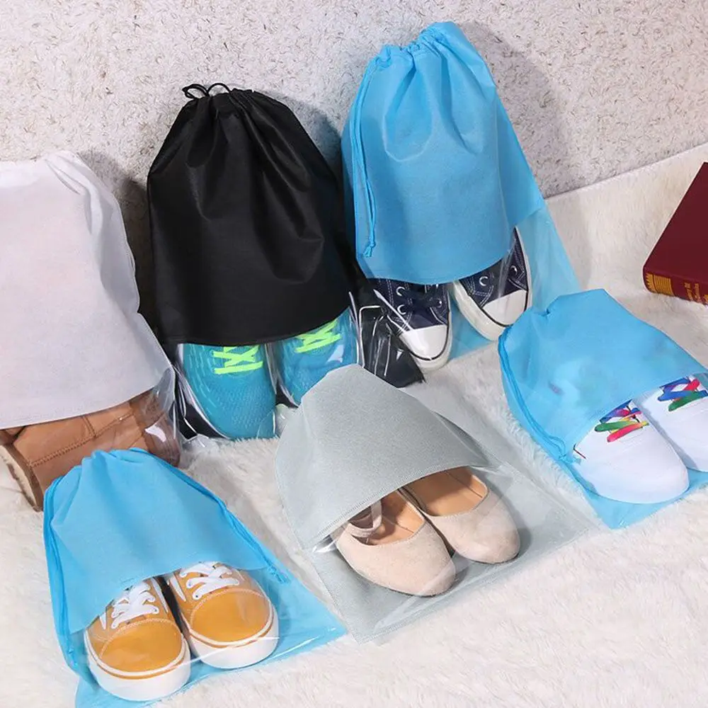 1Pc S/L Waterproof Shoes Storage Bag Pouch Portable Travel Organizer Drawstring Bag Cover Non-Woven Laundry Organizer