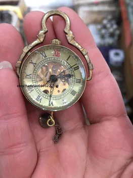 

CHINESE OLD BRASS GLASS Pocket Watch BALL Clock
