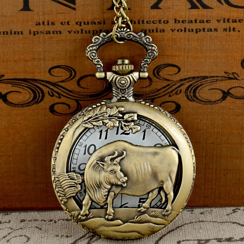 Винтаж Бронзовый Скота Графический кварцевые карманные часы с цепочкой Ретро для мужчин женщин классический кулон, ожерелье подарок