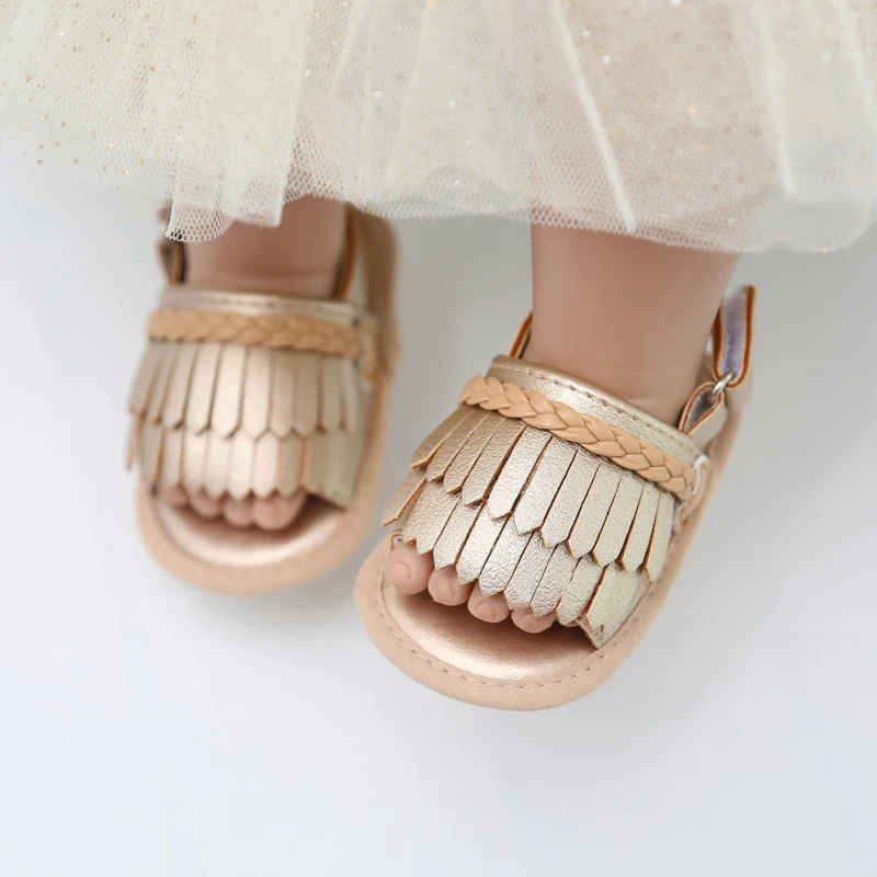 Обувь для маленьких девочек летние милые сандалии на мягкой подошве с дикими кисточками нескользящая обувь для малышей от 0 до 18 месяцев