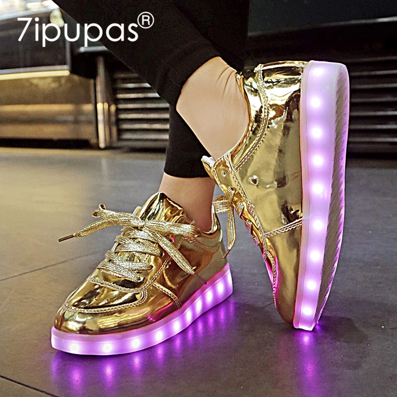 7ipupas Zapatillas luminosas para niños y niñas, zapatos luminosos de colores, Led dorados, informales, brillantes, Unisex, 30 44|Zapatillas deportivas| - AliExpress