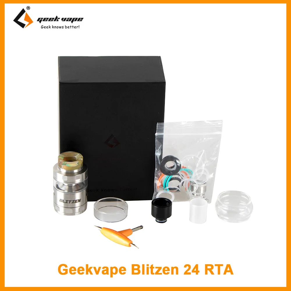 

US Warehouse Original Geekvape Blitzen RTA 24 Atomizer 2ml/5ml Eliquid Chimney extender And 510/810 Drip Tip DIY E-Cigarette