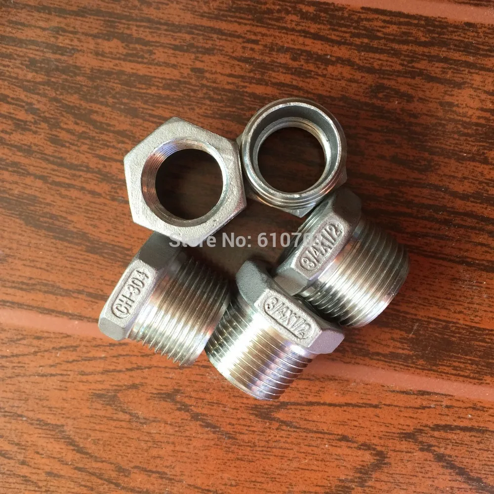 

5pcs 3/4" Male x 1/2" Female Thread Reducer Bushing M/F Pipe Fitting SS 304 BSP