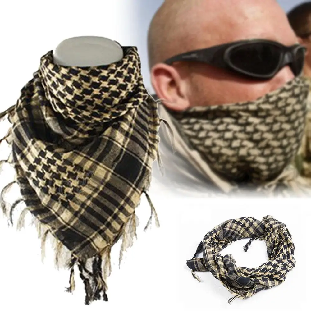 Бежевый Высококачественный арабский шемаг Keffiyeh военный тактический палантин шарф для мужчин шаль Kafiya Wrap шемаг шарф модные шарфы - Цвет: Бежевый