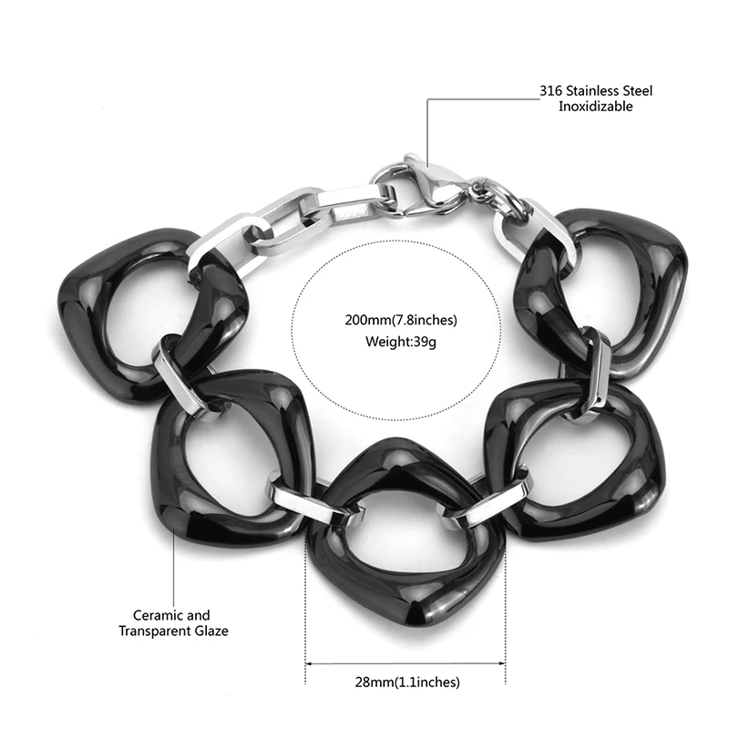 Браслет для женщин, высокое качество, современный стиль, черный, белый цвет, женские керамические геометрические браслеты, ювелирные изделия, браслет, ювелирное изделие