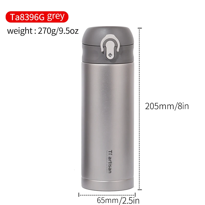 Tiartisan al aire libre de agua doble cubierta anillo pequeño cuello hervidor de agua potable agua 400 ml Ta8396Ti