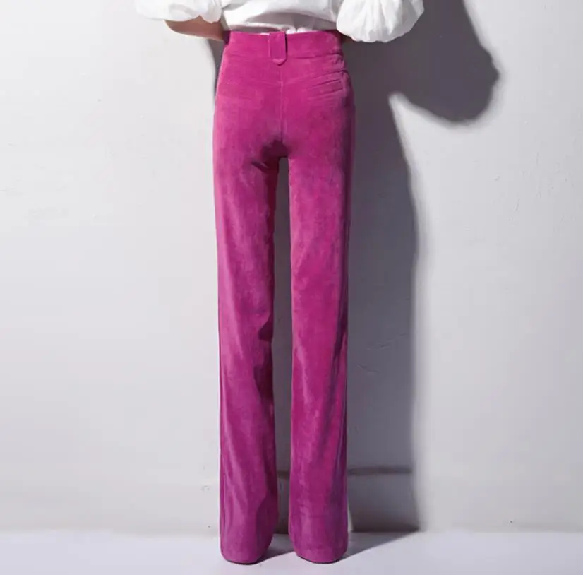 Размера плюс 3XL! Женские вельветовые расклешенные брюки с высокой талией весна осень зима Модные женские прямые брюки