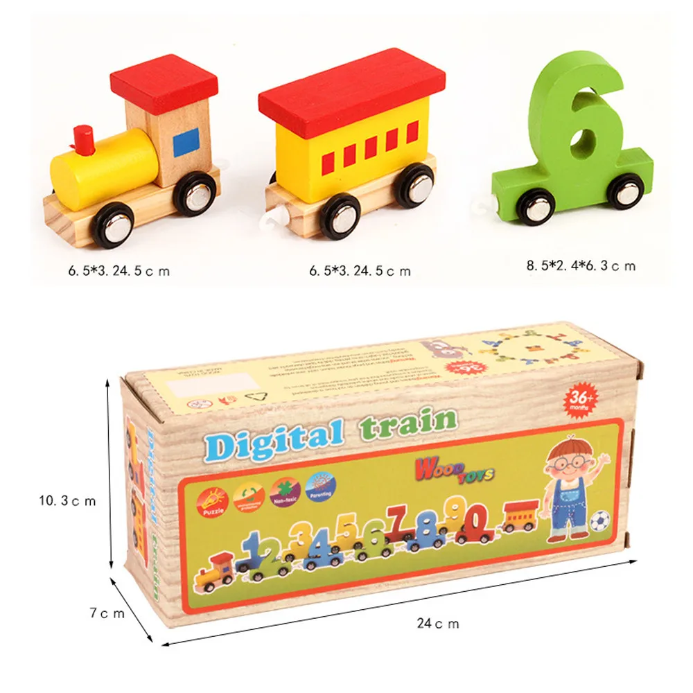 Kids Baby Wooden Train Wooden Number Learning Educational Toy Kids Baby Wooden education baby toys Children Christmas Gift