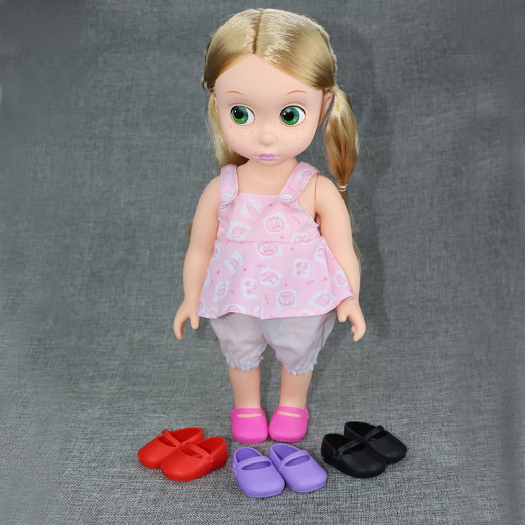 4 Pairs Single Solid Color Shoes Flats for 16inch Sharon Dolls Clothing Accessories 