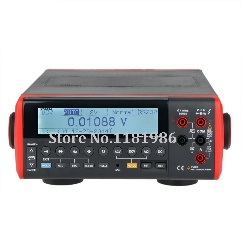 

UNI-T UT805A 200000 Counts True RMS Auto Range Bench Type Digital Multimeter DMM Volt Amp Ohm Cap. HZ Meter w/USB & RS232