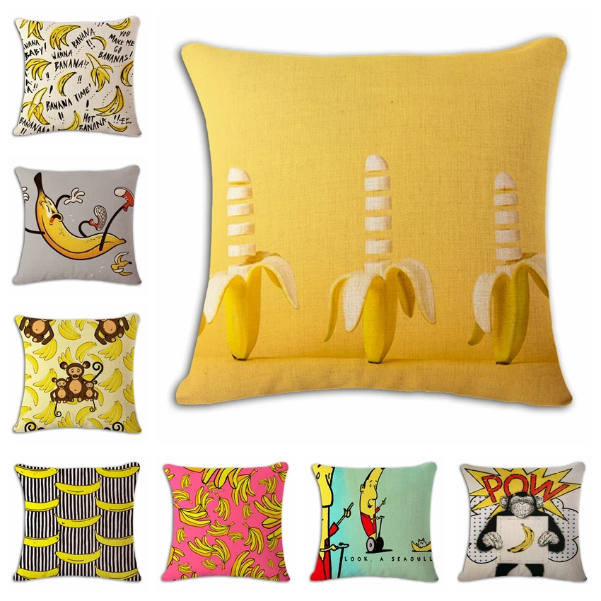 

Pretty interesting funny bananas Cushion(No Filler) Polyester Family affection Sofa Car Seat family Home Decorative Throw Pillow