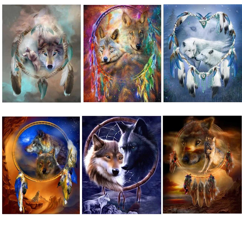 

Icon Diamond Embroidery Wolf Mosaic Crystal 5D Cross Stitch Square Drill Diamond Painting DIY Sticker Decoration Paint