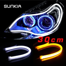 Free Shipping 30cm Flexible Daytime Running Light White/Yellow/Blue/Red Color Available Day Driving Switchback DRL Strip