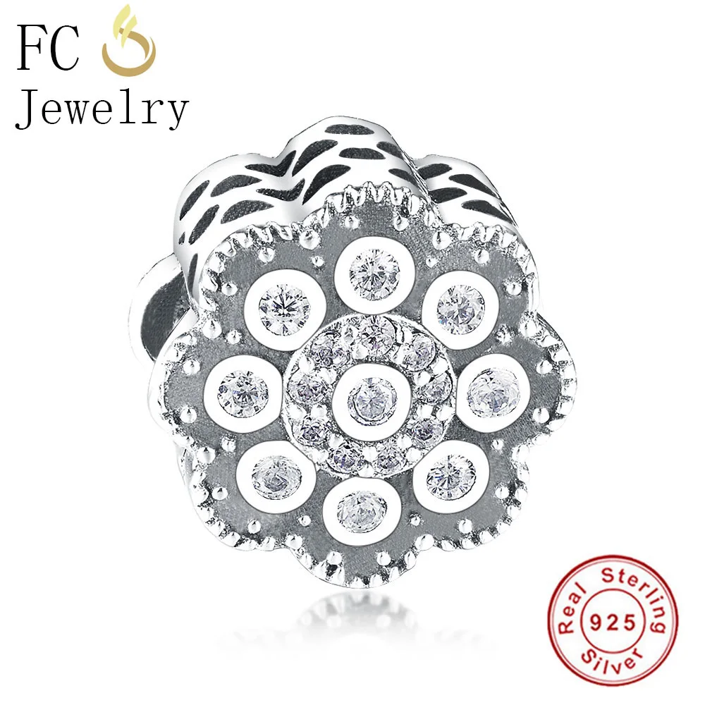 

FC Jewelry Fit Original Pandora Charms Bracelet 925 Sterling Silver Blossom Flower Reflection For Women Making Berloque DIY 2019