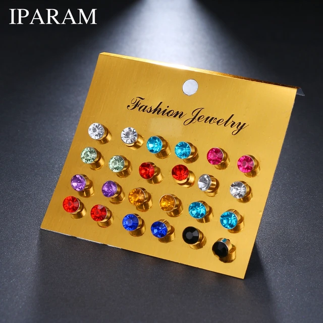 Vintage Cubic Zirconia Round Stud Earrings Set Women Silver Color Crystal - Stud  Earrings - Aliexpress