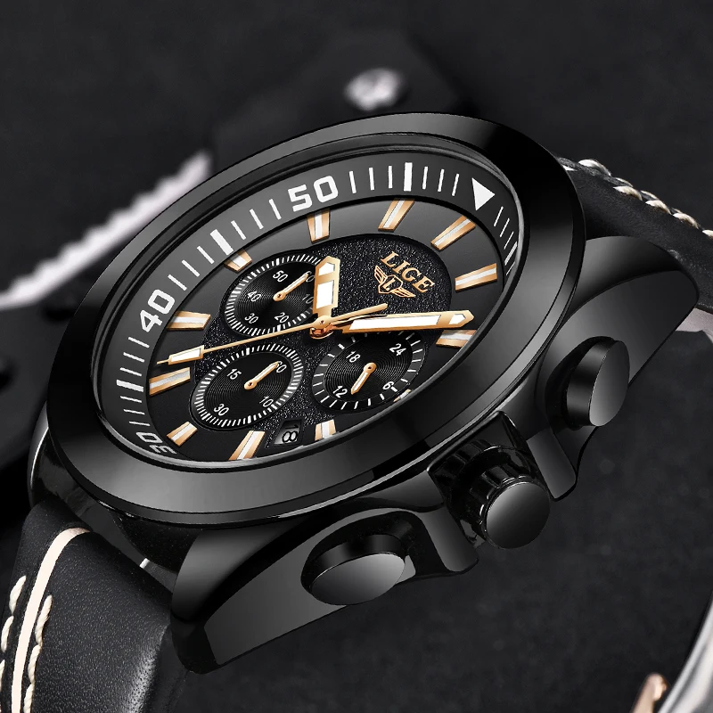 

2018 New Men Watch LIGE Men's Waterproof Leather Sport Watch Male Brand Top Luxury Business Qaurtz Wristwatch Relogio Masculino