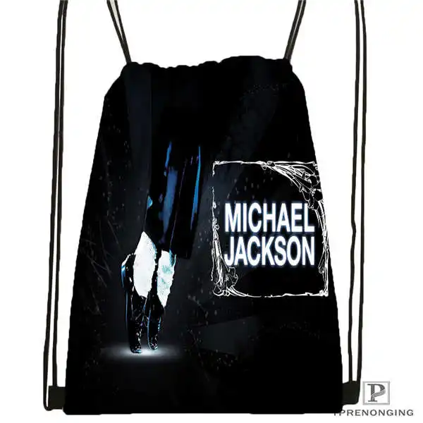 Custom Michael Jackson 01 Drawstring Backpack Bag Cute Daypack Kids Satchel Black Back 31x40cm 20180611 02